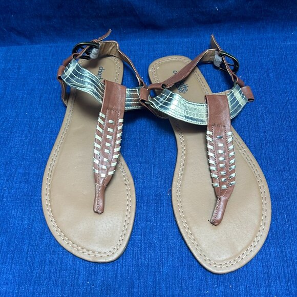 Charlotte Russe Light Brown/gold sandals SZ 9.5 - Picture 1 of 5